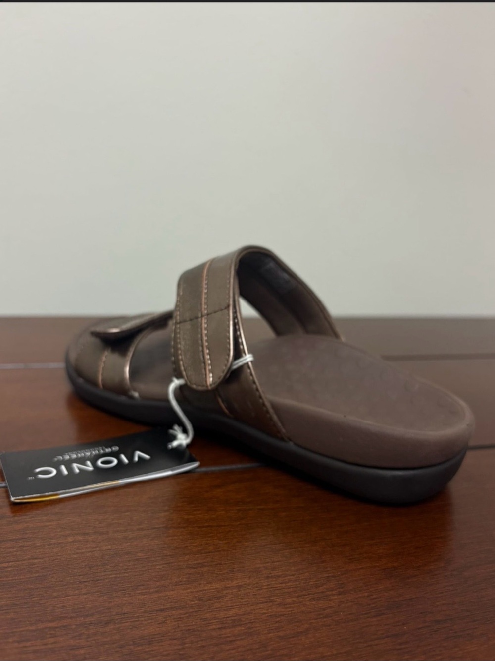 Vionic Metallic Bronze Shore Double-Strap Slide Sandal 11 - Picture 6 of 12
